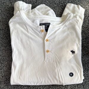 Abercrombie & Fitch Cream Long Sleeve Henley